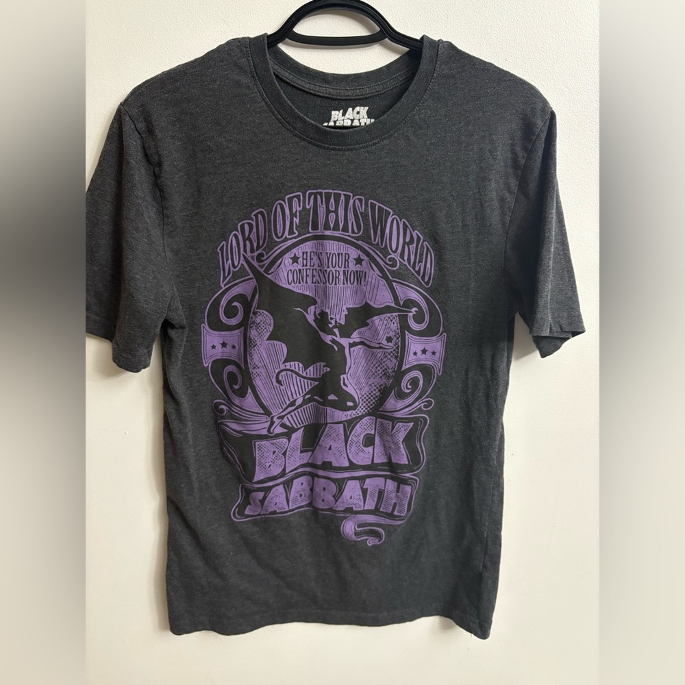 Black and Purple Short Sleeve Tee with Psychedelic Graphic